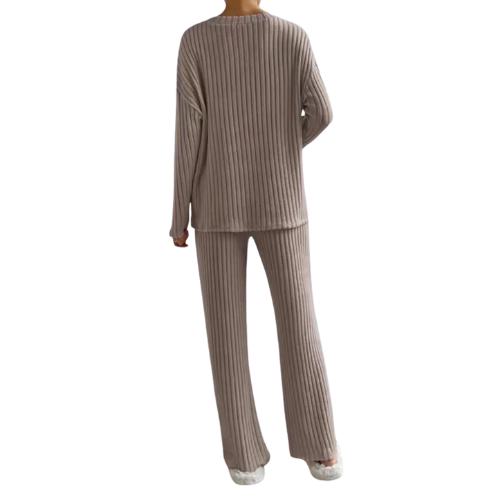CORALEE™ – Cozy Knit V-Neck Pajama Set