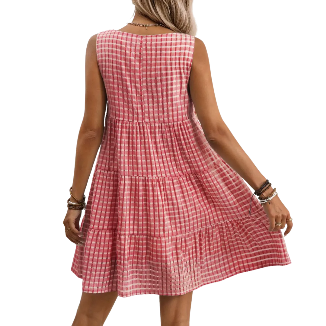 WILLA™ – Breezy Plaid Ruffle Sleeveless Dress