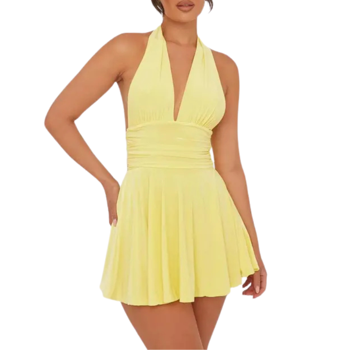SASA™ – Chic Halter Plunge Neck Mini Dress