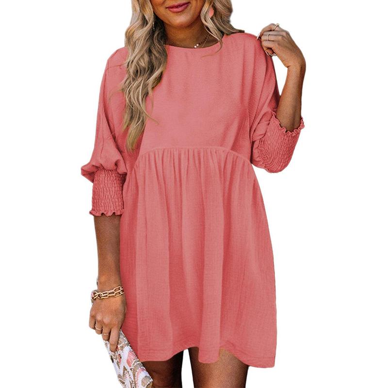 LEA™ – Women’s Casual Black Shift Dress Flowy Crew Neck Mini Sundress for Summer