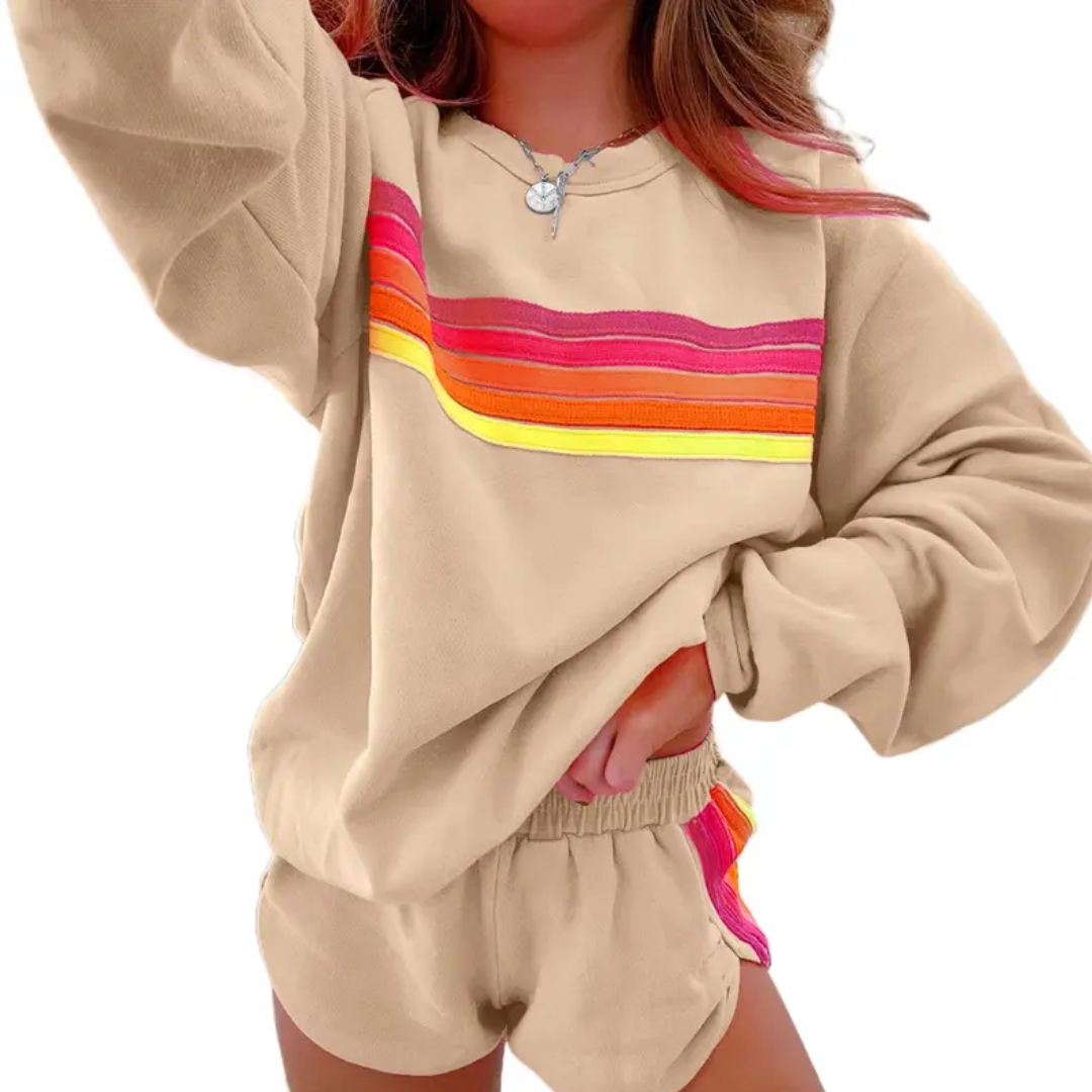 ROMY™ – Cozy Striped-Accent Pullover Loungewear Set
