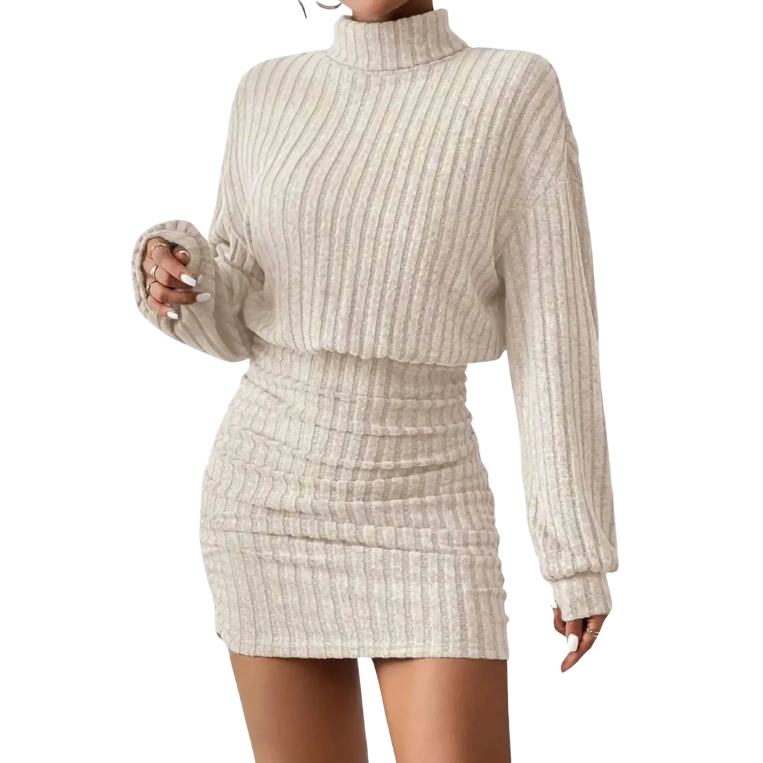 NICOLETTE™ – Sexy Ribbed Bodycon Turtleneck Dress