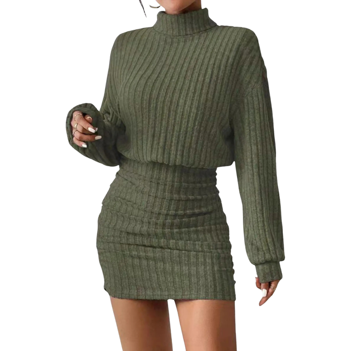 NICOLETTE™ – Sexy Ribbed Bodycon Turtleneck Dress