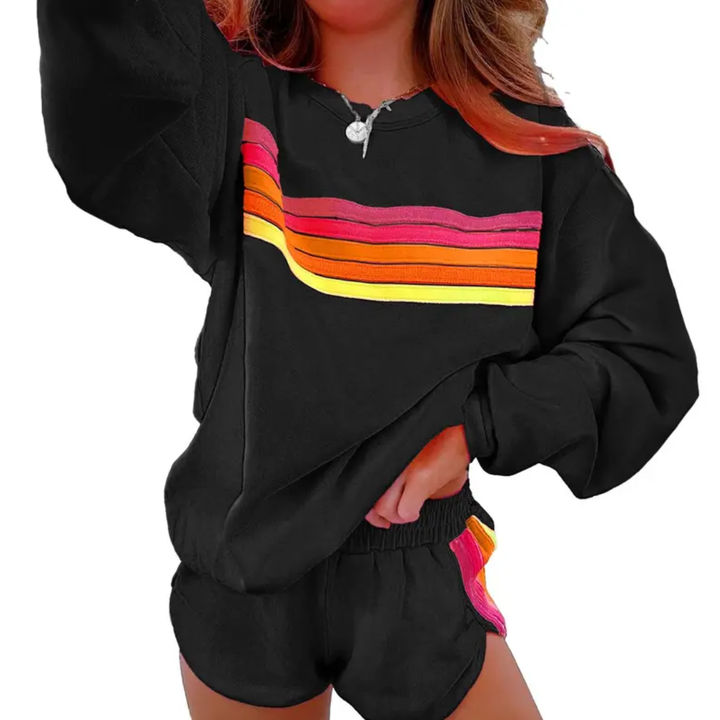 ROMY™ – Cozy Striped-Accent Pullover Loungewear Set