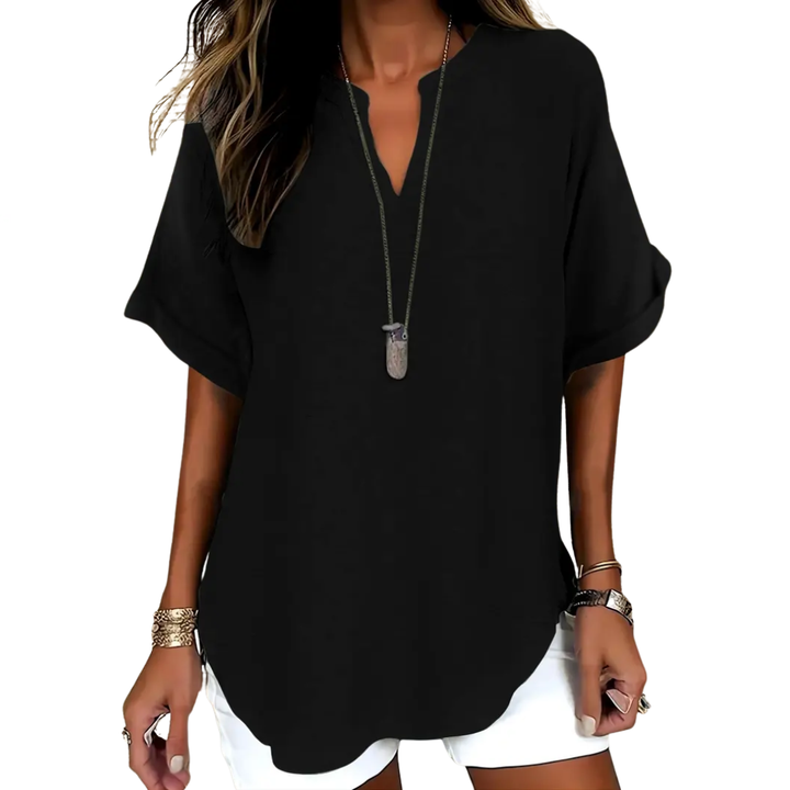 FRANKIE™ – Relaxed Solid Short Sleeve Blouse