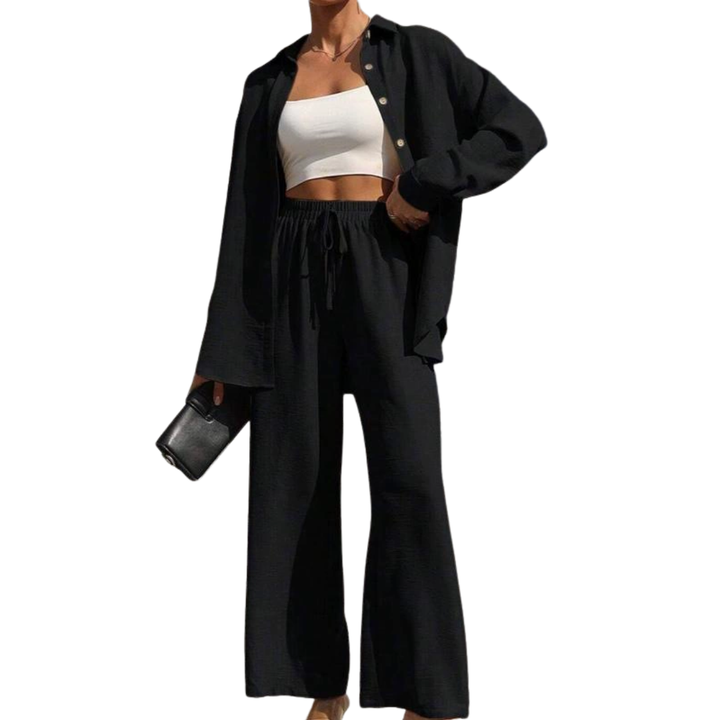 WYNN™ – Relaxed Sporty Button-Up Two-Piece Set