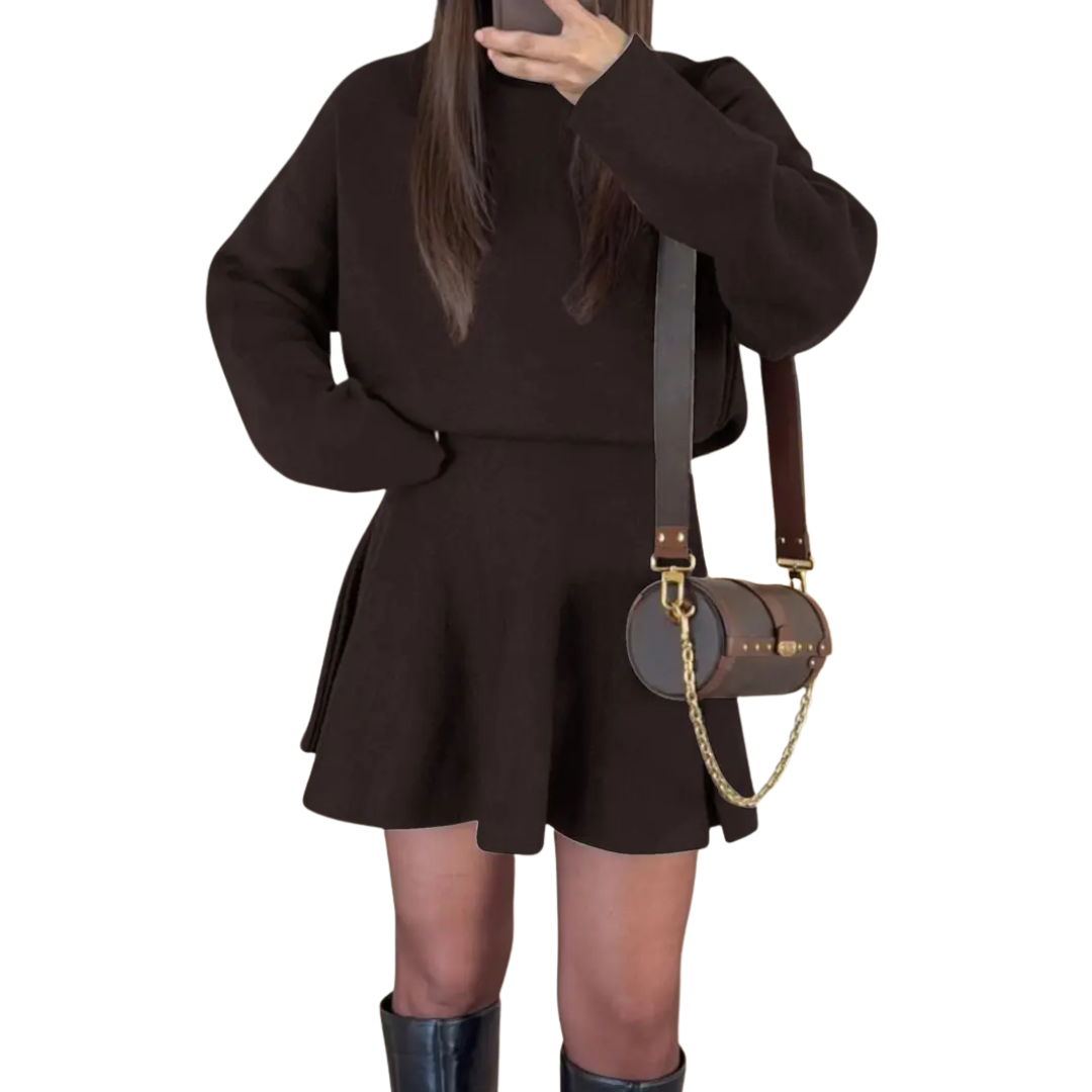 NELL™ – Cozy Mock Neck Knit Sweater Dress