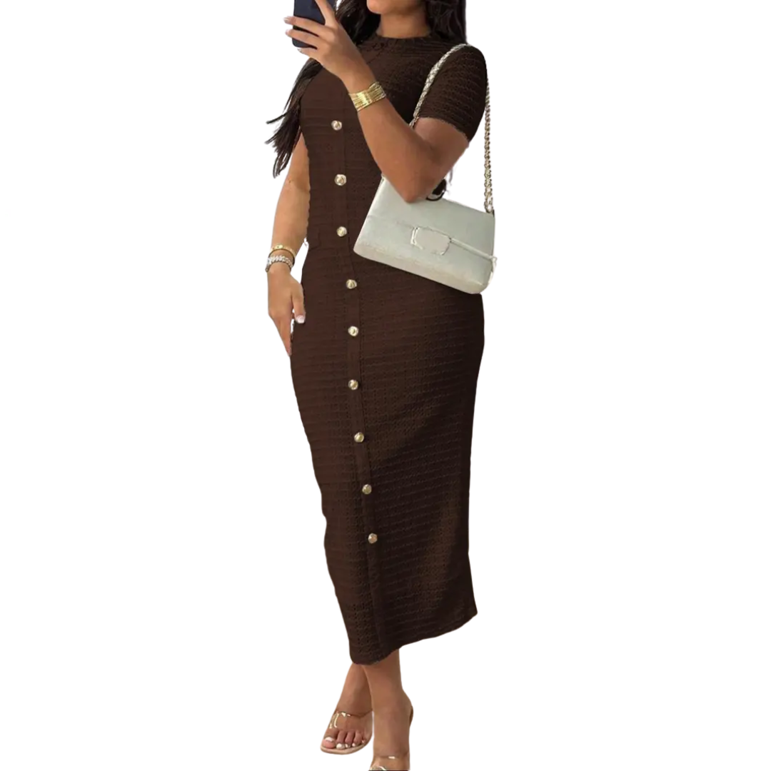 CLÉA™ – French Vintage Buttoned Cardigan Dress