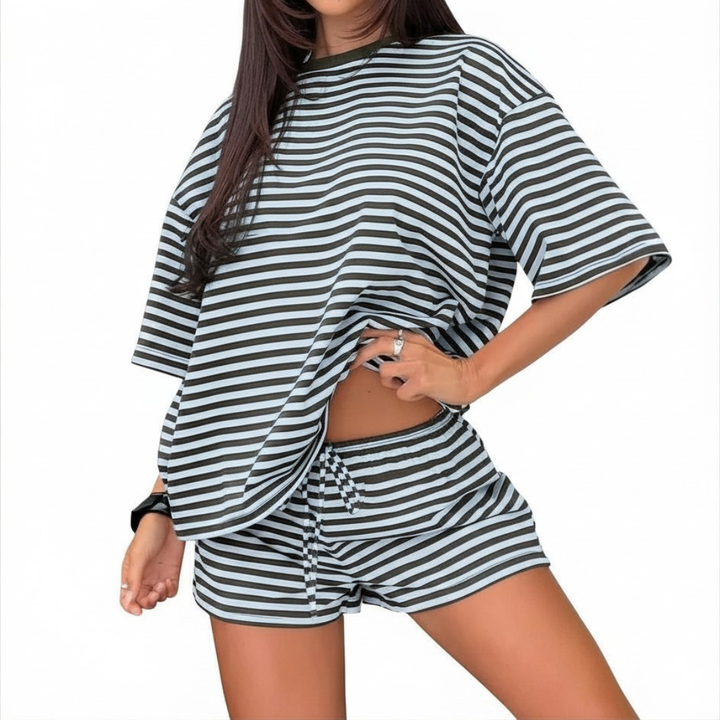 SOLÈNE™ – Striped Colorblock Lounge 2 Piece Outfit