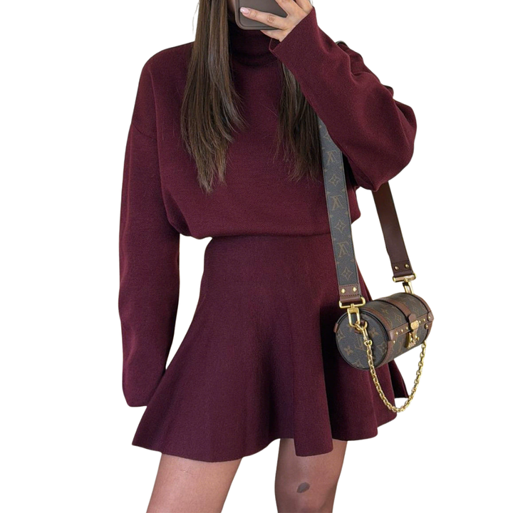 NELL™ – Cozy Mock Neck Knit Sweater Dress
