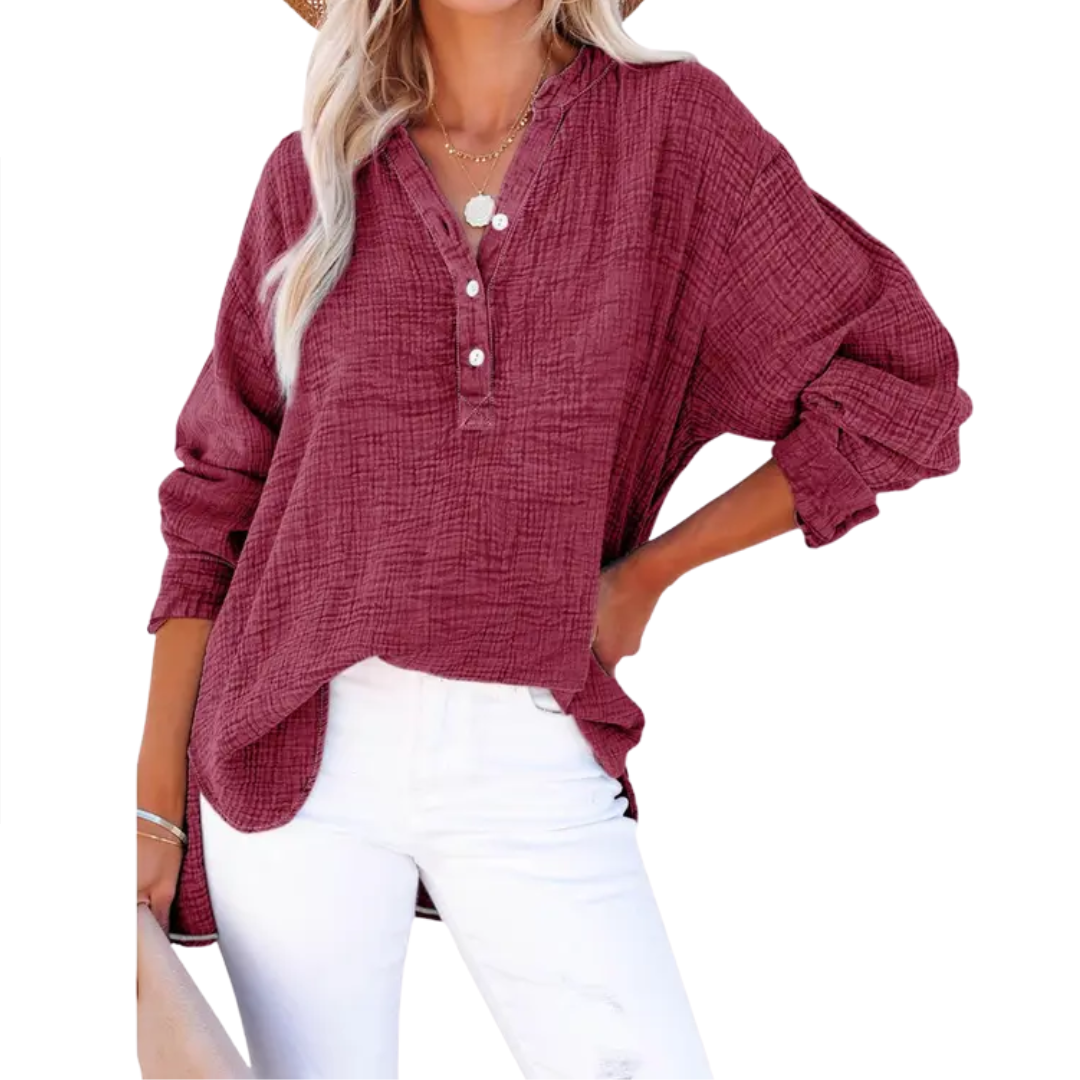 CLEO™ – Relaxed Button-Up Oversized Blouse