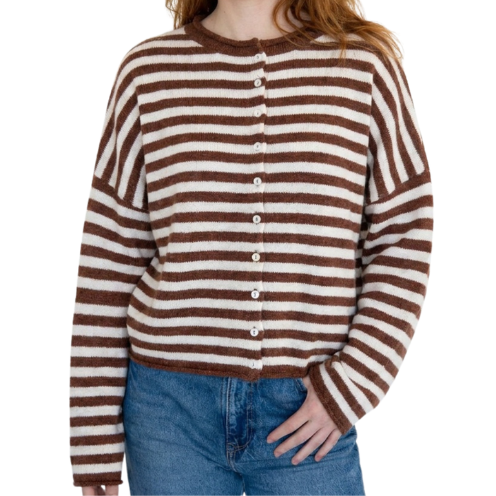 HADLEE™ – Striped Button-Front Knit Sweater