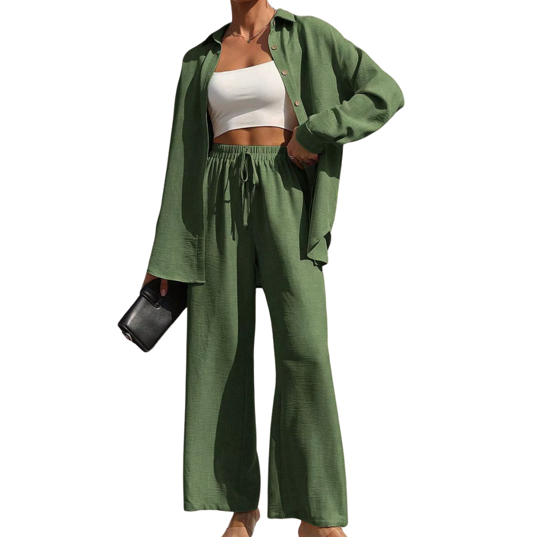 WYNN™ – Relaxed Sporty Button-Up Two-Piece Set