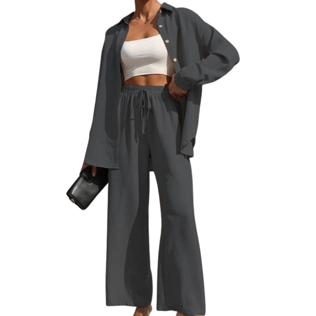 WYNN™ – Relaxed Sporty Button-Up Two-Piece Set