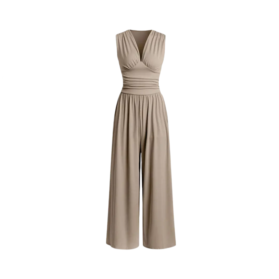 WYLENE™ – Sleeveless Wide Leg Ribbed Jumpsuit