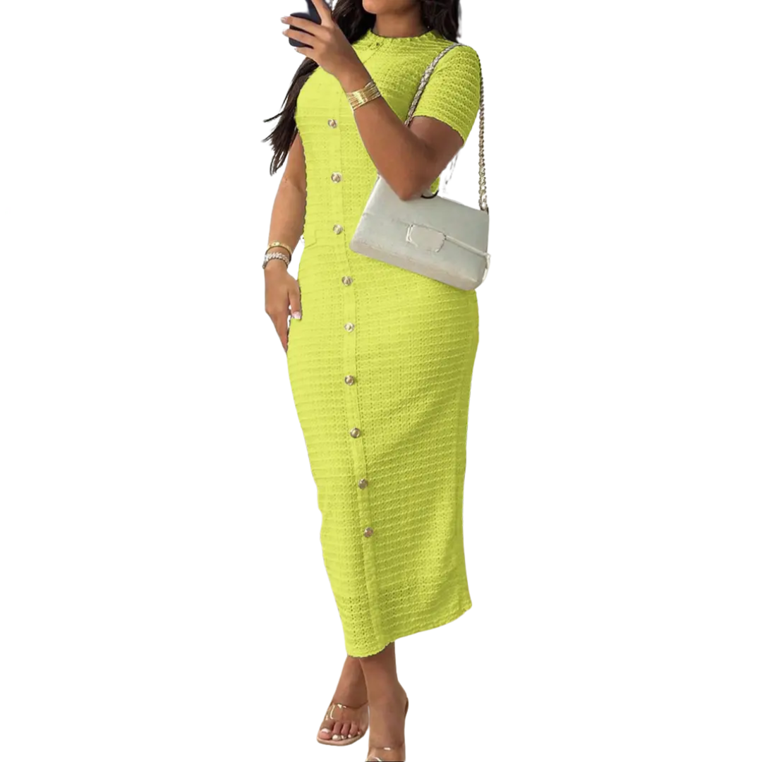 CLÉA™ – French Vintage Buttoned Cardigan Dress