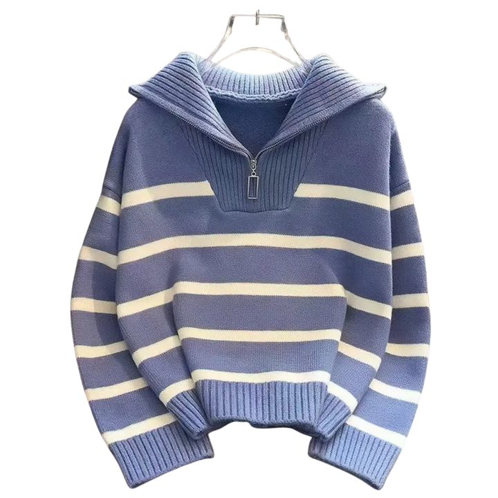 FARREN™ – Striped Contrast Half-Zip Sweater