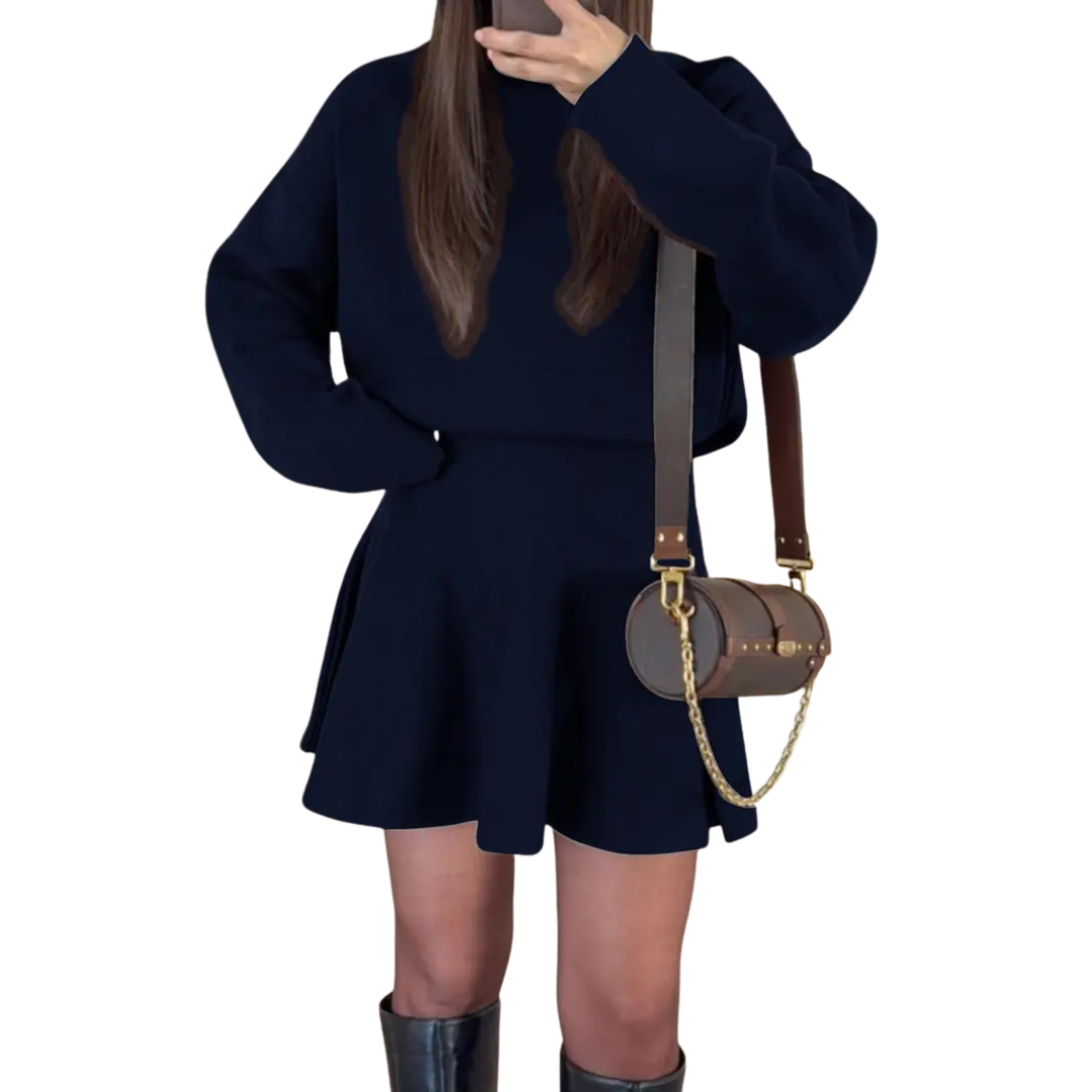 NELL™ – Cozy Mock Neck Knit Sweater Dress