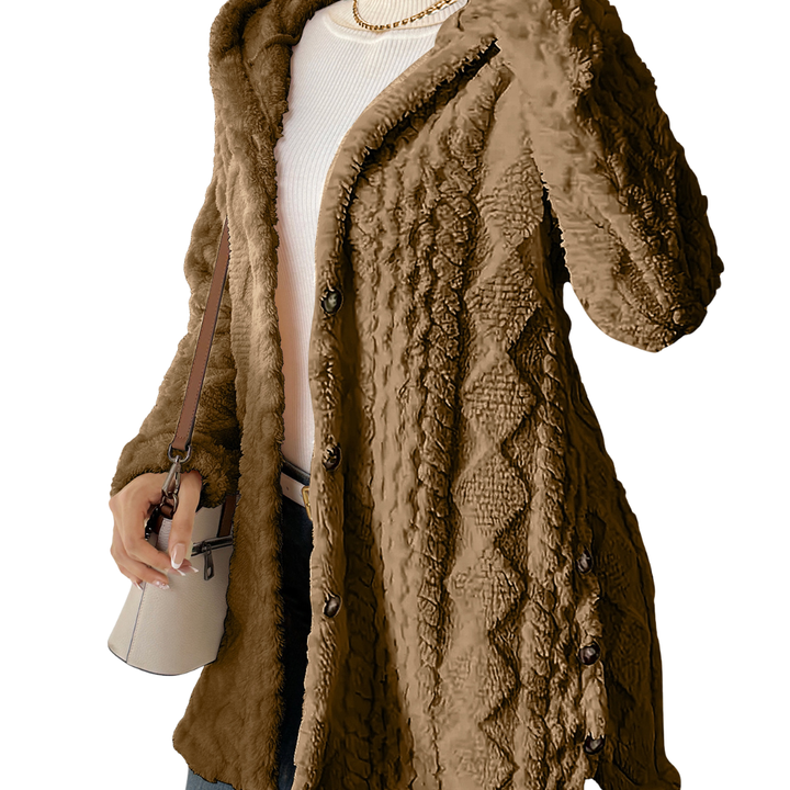 CLOVER™ – Cozy Jacquard Fuzzy Hooded Cardigan