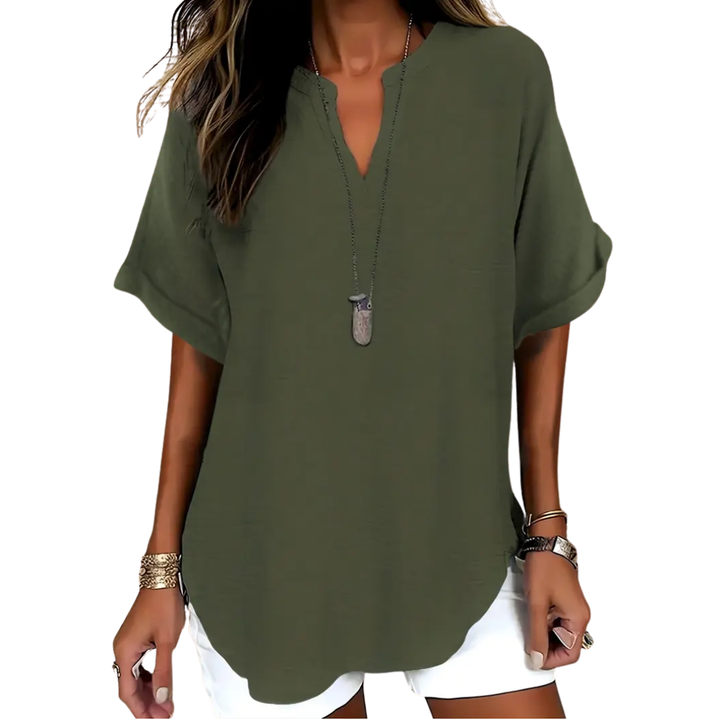 FRANKIE™ – Relaxed Solid Short Sleeve Blouse