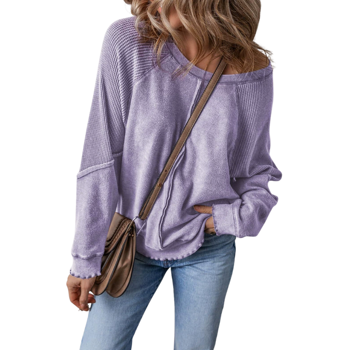 FALLON™ – Relaxed Waffle Knit Raglan Sweatshirt