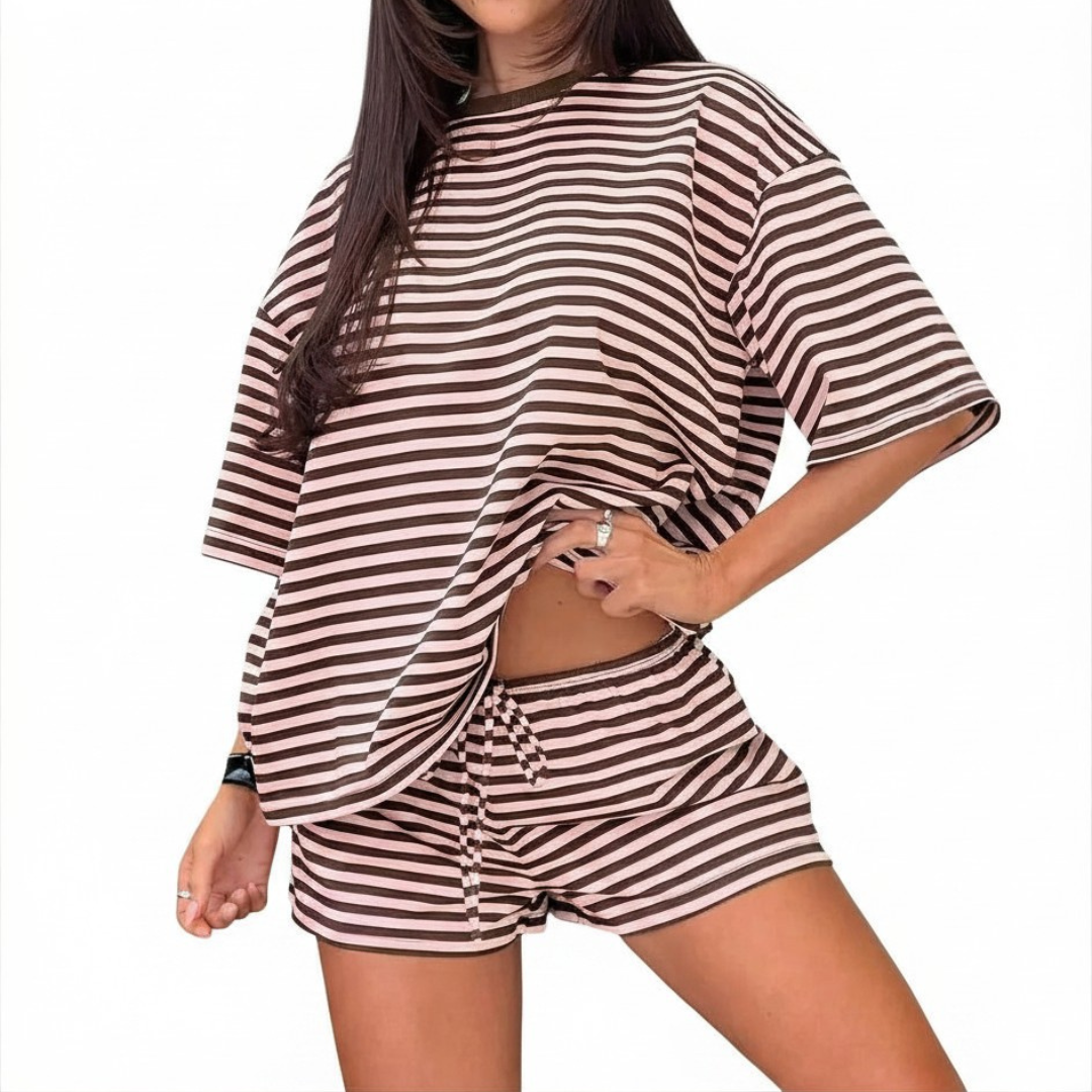 SOLÈNE™ – Striped Colorblock Lounge 2 Piece Outfit