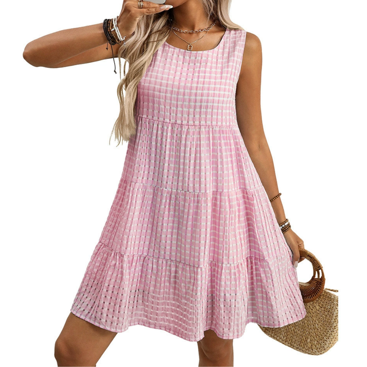 WILLA™ – Breezy Plaid Ruffle Sleeveless Dress