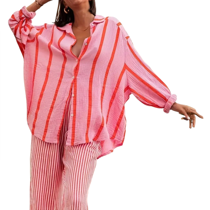 WILLA™ – Vintage Stripe Button-Up Blouse