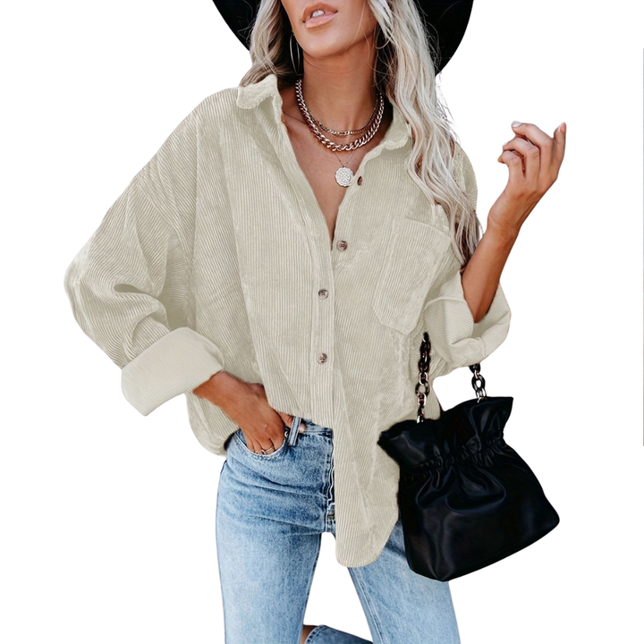 DARBY™ – Relaxed Ribbed Button-Front Shirt Blouse