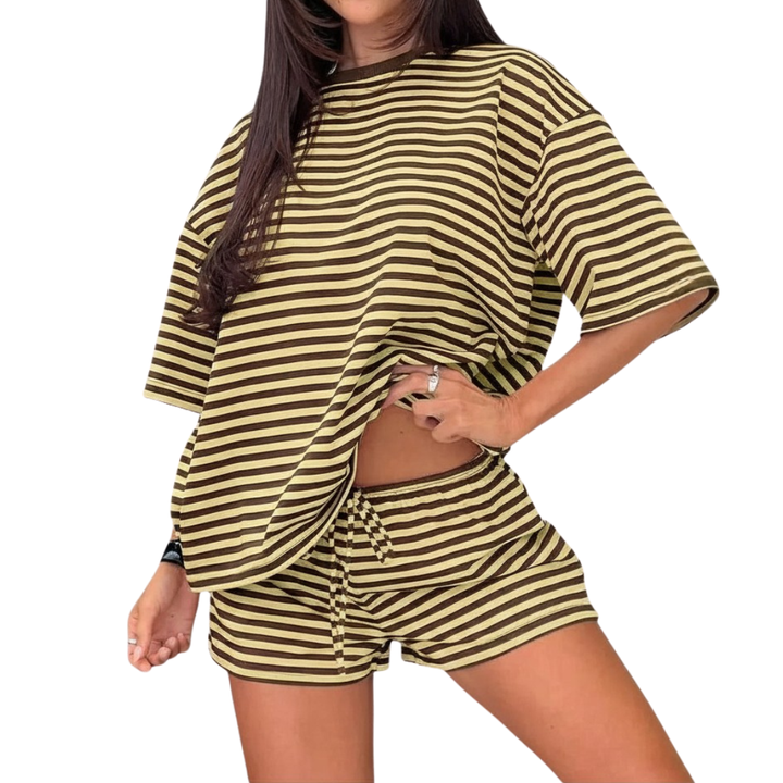 SOLÈNE™ – Striped Colorblock Lounge 2 Piece Outfit