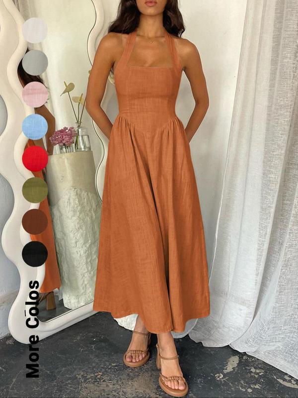BILLIE™ - Women's Sleeveless Pocket Zipper Back A-Line Summer Dress